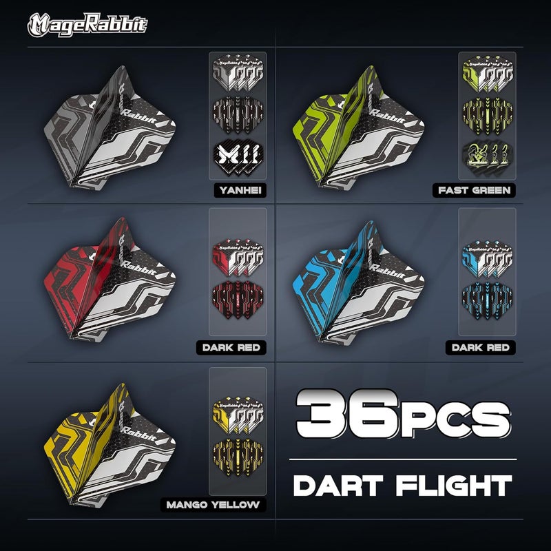 MageRabbit Dart Accessories Kit Including 36pcs Dart Flights 45pcs Dart Shafts for Steel/Soft Tip Darts,Sharpener, Dart Stems Remover Tool, 50 Metal Rings,50 Rubber Rings, Pack of 195pcs Accessories - Image 4